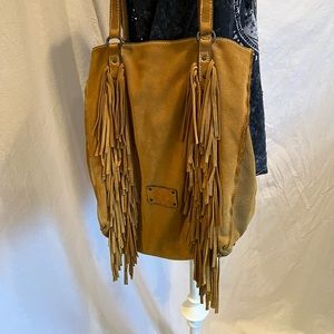 Patricia Nash suede fringe and studs bag in Marigold